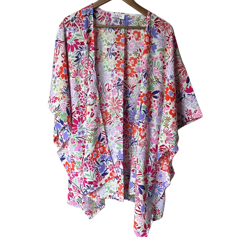 Jess Lea Women’s Kimono Cardigan Large Floral Open Front Lightweight Summer